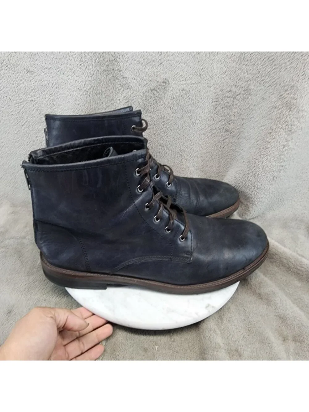 Bacco Bucci Shoes Mens Size 13 Studio Black Leather Lace Up Boots *Read*